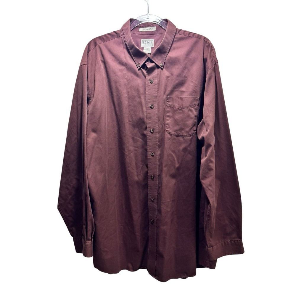 LL Bean Wrinkle Resistant Button Down Shirt Men's XXL Tall Brown Long Sleeves